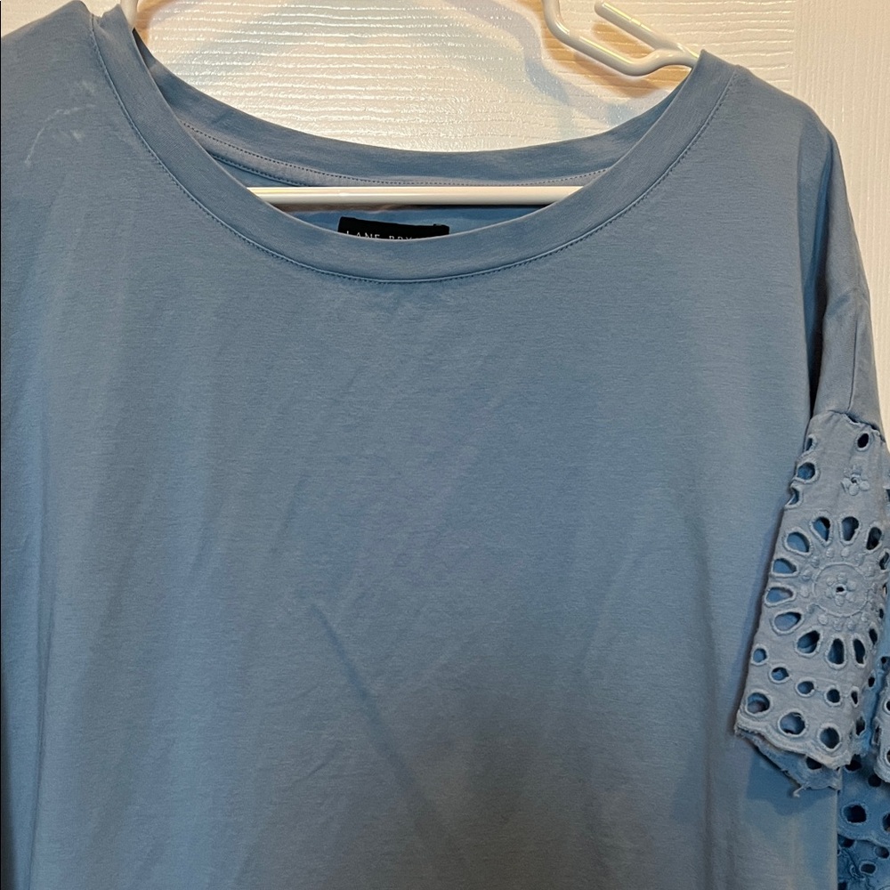 Lane Bryant Light Blue Eyelet Sleeve Top